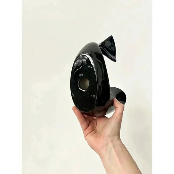 Midcentury Modern Fish Shaped Vintage Ceramic Black Ash tray / Catchall Dish - Picture 5 of 9